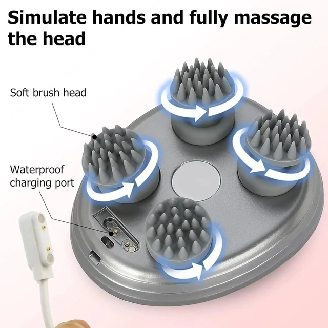 Alt view image 3 of 7 - Electric Scalp Massager Waterproof Kneading Hair and Scalp Massage Device with 96 Massage Nodes 3-Speed Adjustment Promotes Hair Growth Deep Cleansing, Relieves Stress (Green)