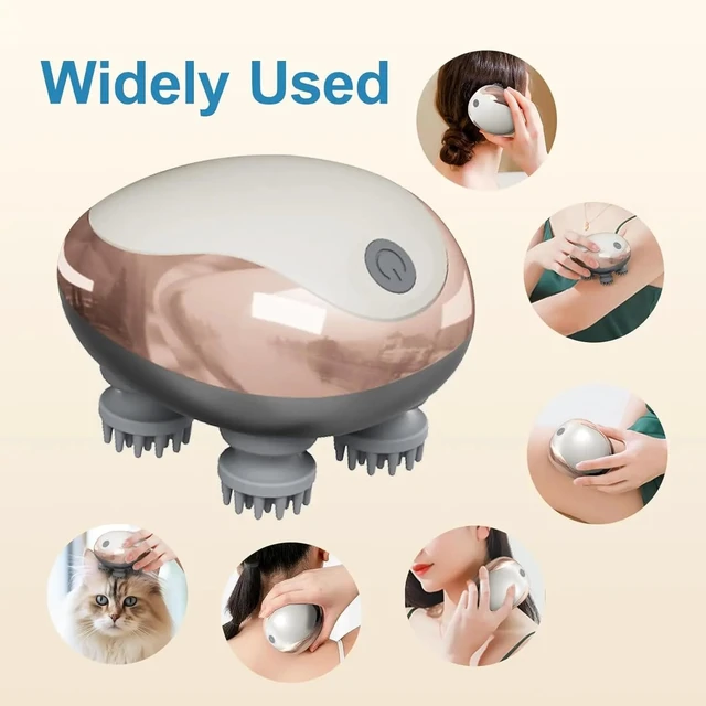 Alt view image 4 of 7 - Electric Scalp Massager Waterproof Kneading Hair and Scalp Massage Device with 96 Massage Nodes 3-Speed Adjustment Promotes Hair Growth Deep Cleansing, Relieves Stress (Green)
