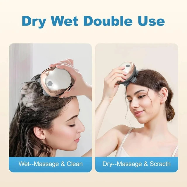 Alt view image 5 of 7 - Electric Scalp Massager Waterproof Kneading Hair and Scalp Massage Device with 96 Massage Nodes 3-Speed Adjustment Promotes Hair Growth Deep Cleansing, Relieves Stress (Green)