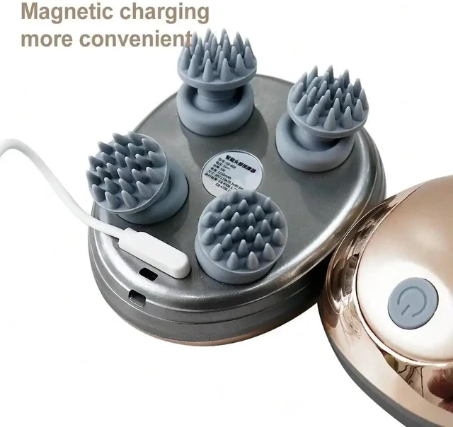 Alt view image 7 of 7 - Electric Scalp Massager Waterproof Kneading Hair and Scalp Massage Device with 96 Massage Nodes 3-Speed Adjustment Promotes Hair Growth Deep Cleansing, Relieves Stress (Green)