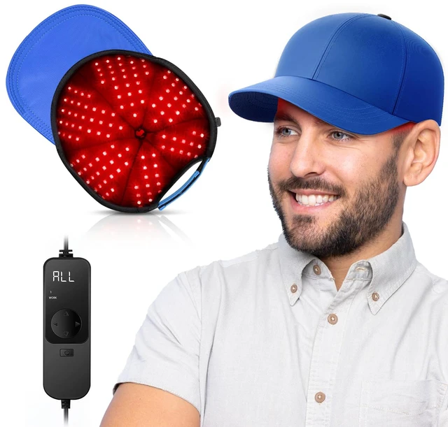 Main image of Red Light Hair Growth Cap, Red Light Therapy for Head, Red Infrared Light Therapy 660nm & 850nm & 940nm wavelength with Timer & Controller, Color: Blue