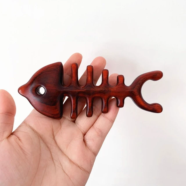 Alt view image 4 of 7 - Fish Bone Wooden Massage Comb for Scalp, 13x5x1.7cm | Smooth Polished Wood, Rounded Edges, Non-Electric Use, for Feet, Shoulders, Yoga or Outdoor Sessions
