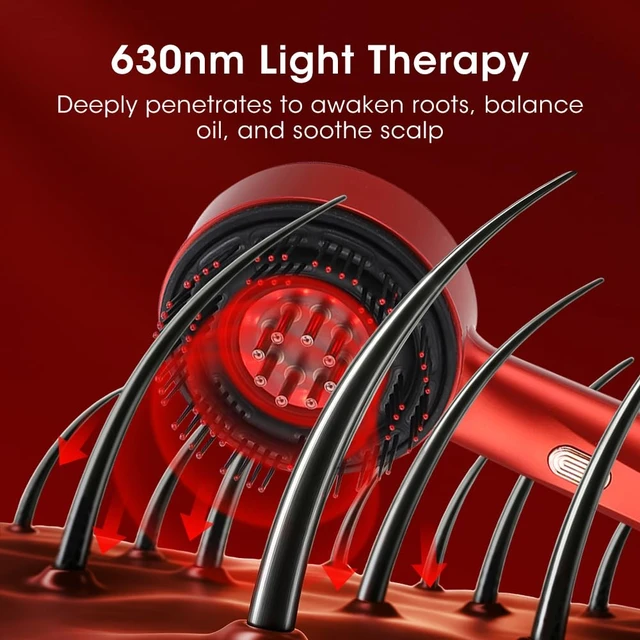 Alt view image 3 of 5 - Electric Scalp Massage Comb for Home Scalp Care Relaxation (Red) | `ABS Built Rechargeable Electric Comb With Red Light Function` >