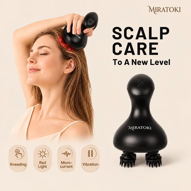 Alt view image 3 of 7 - CocoWave 4-in-1 Face & Scalp Massager, Red Light, Japanese Shiatsu Massage, Microcurrent and Vibration Massage, Waterproof, One Massager for Whole Body