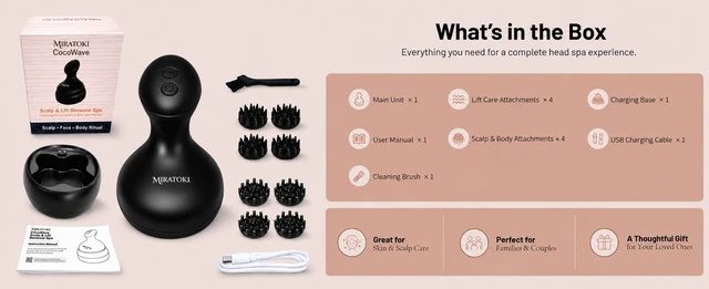 Alt view image 7 of 7 - CocoWave 4-in-1 Face & Scalp Massager, Red Light, Japanese Shiatsu Massage, Microcurrent and Vibration Massage, Waterproof, One Massager for Whole Body