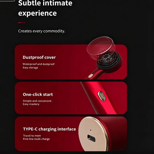 Alt view image 3 of 7 - Electric Scalp Massage Comb with Red Light, IPX7 Waterproof Liquid Applicator Hair Scalp Brush, USB Type-C Rechargeable Handheld Head Massager for Daily Scalp Care & Essence Absorption (Red)