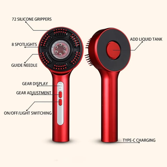 Alt view image 6 of 6 - Electric Scalp Massager, 3-in-1 Hair Oil Applicator for Hair Growth, IPX7 Waterproof Cordless Head Massager for Stress Relief, Portable for Deep Clean & Scalp Care (Grey)