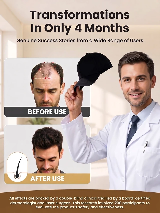 Alt view image 3 of 7 - FDA Cleared Red Light Therapy for Hair Growth, Red Light Therapy Hat for Thinning, Detachable Inner Pad, Adjustable Strap, Full Scalp Coverage, Design for Home & Travel Use for Men & Women