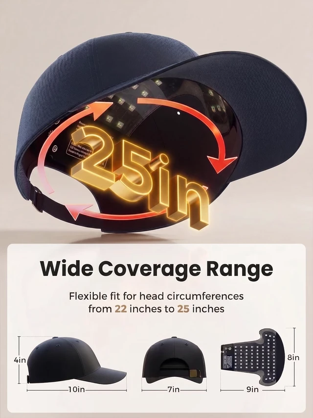 Alt view image 5 of 7 - FDA Cleared Red Light Therapy for Hair Growth, Red Light Therapy Hat for Thinning, Detachable Inner Pad, Adjustable Strap, Full Scalp Coverage, Design for Home & Travel Use for Men & Women