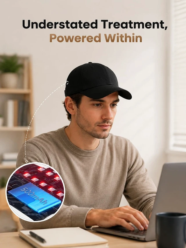 Alt view image 7 of 7 - FDA Cleared Red Light Therapy for Hair Growth, Red Light Therapy Hat for Thinning, Detachable Inner Pad, Adjustable Strap, Full Scalp Coverage, Design for Home & Travel Use for Men & Women