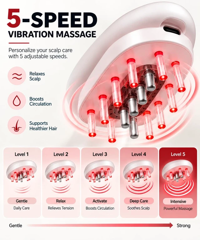 Alt view image 6 of 7 - Scalp Serum Applicator 4-in-1 Hair Brush, Electric Scalp Massager with Liquid Delivery, LED Light Therapy, Vibration Massage, Cordless Hair & Scalp Care Comb