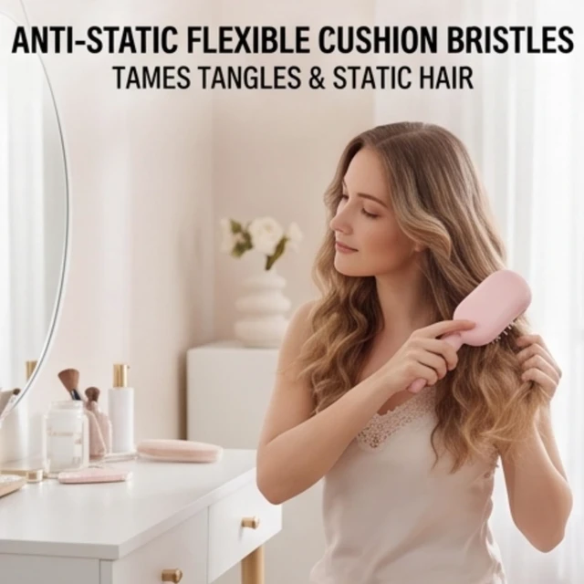 Alt view image 2 of 6 - Electric Spray Air Cushion Massage Comb, Hair Brush with Water Spray, Rechargeable Anti-Static Hair Brush with Fine Mist Spray and Red Light Scalp Massage, Wet Dry Hair Styling for Women Men1