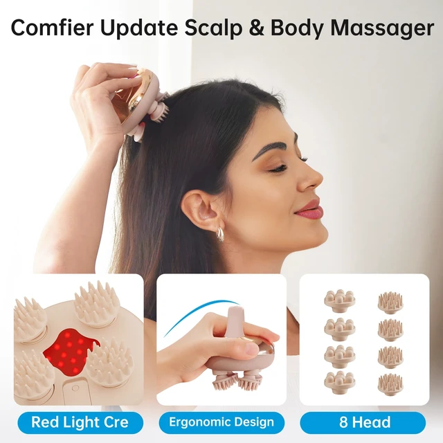 Alt view image 2 of 7 - Cordless Scalp Massager with Heat, Waterproof Electric Head Massager for Deep Scalp Cleansing, Hair Care & Daily Relaxation, Rechargeable 3 Modes, Gift for Women Men