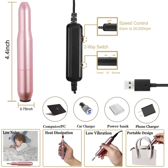 Alt view image 4 of 7 - 2026 Upgrad 116 PCS Portable Electric Nail Drill with 120W UV LED Nail Lamp Set,Gel Light Drill Kit,Acrylic Nails Gel Polishing Shape Tools Supplies Set,Manicure Pedicure Nail Files DIY
