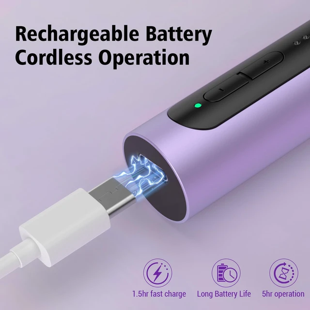 Alt view image 7 of 7 - Electric Nail Drill Professional Kit, Cordless Rechargeable Nail File Set | Adjustable Speed,Forward/Reverse,Portable Nail Drill Grinder,Toe Acrylic Gel Removal Cuticle Polishing Home Salon Nail Care