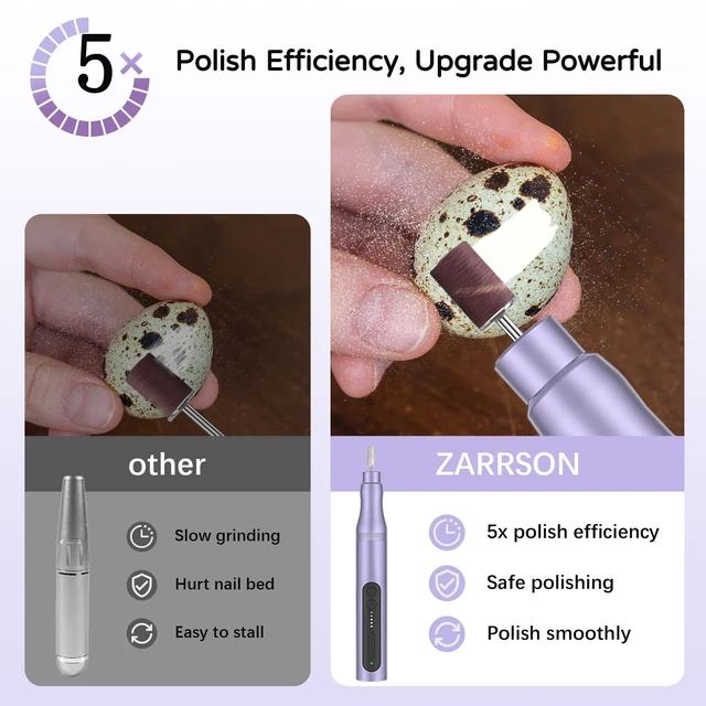Alt view image 3 of 7 - Electric Nail Drill Professional Kit, Cordless Rechargeable Nail File Set | Adjustable Speed,Forward/Reverse,Portable Nail Drill Grinder,Toe Acrylic Gel Removal Cuticle Polishing Home Salon Nail Care