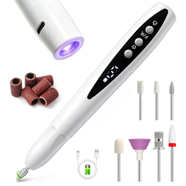 Main image of Portable Cordless Electric Nail Drill Kit with UV-LED Light for Beginners | Safe Precise Control,5-Speed LED Display,Manicure & Pedicure Kit,Home & Travel for Nail Art Practice