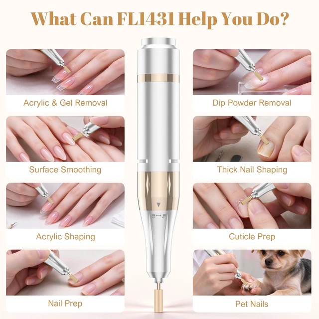 Alt view image 4 of 7 - Nail Drill Professional Cordless Electric Nail File | 45000RPM for Beginners, Acrylic & Nail Prep, Rechargeable Portable E file, Gel Polish Removal, Drill Bit Set, Salon Manicure