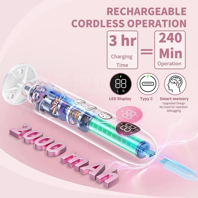 Alt view image 6 of 7 - Electric Nail Drill Kit, Cordless | Manicure Pedicure Kit with Memory Modes, 15 Speed Portable, Callus Remover with 25Pcs Sandpaper Discs