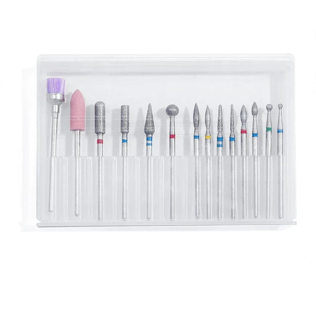 Alt view image 7 of 7 - 14pcs Nail Drill Bits Set, 3/32" Diamond Cuticle Remover Bits Kit | Professional Rotary Burrs for Acrylic Gel Nails, Electric Manicure Cuticle Pedicure Nail File Bit Salon Tools