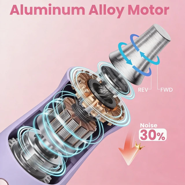 Alt view image 5 of 7 - Electric Nail Drill,Purple Electric Nail File with 10 Speeds,10 Bits & LED Light,for Acrylic Nails,Gel Polish Removal,Thick ToenailsBeginner-Friendly