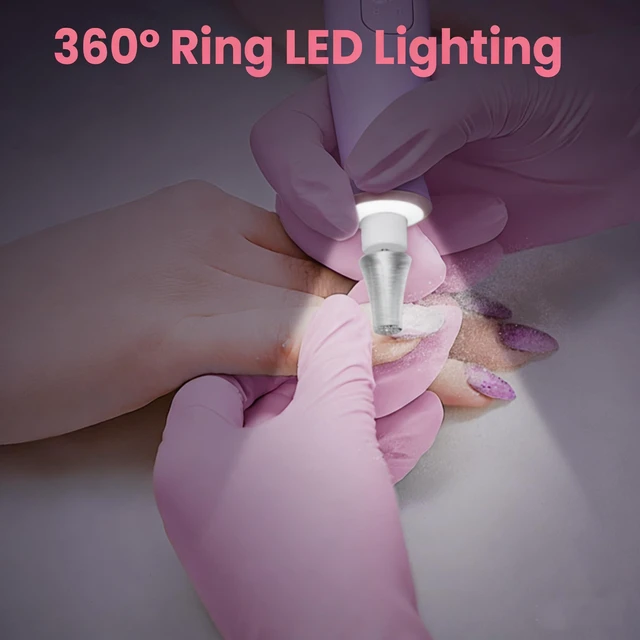 Alt view image 6 of 7 - Electric Nail Drill,Purple Electric Nail File with 10 Speeds,10 Bits & LED Light,for Acrylic Nails,Gel Polish Removal,Thick ToenailsBeginner-Friendly