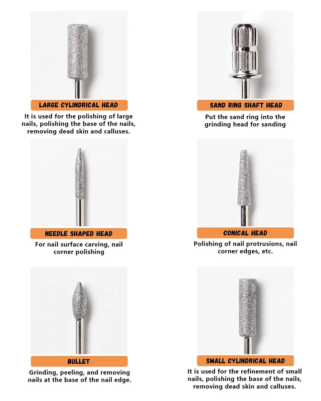 Alt view image 2 of 7 - 11Pcs Nail Drill Bits Sets with 6Pcs File Sanding Bands 3/32 Inch Professional Rotary Burrs Diamond Cuticle Remover Bits Kit Cuticle Remover Bits for Acrylic Nail Manicure Pedicure Tools US173