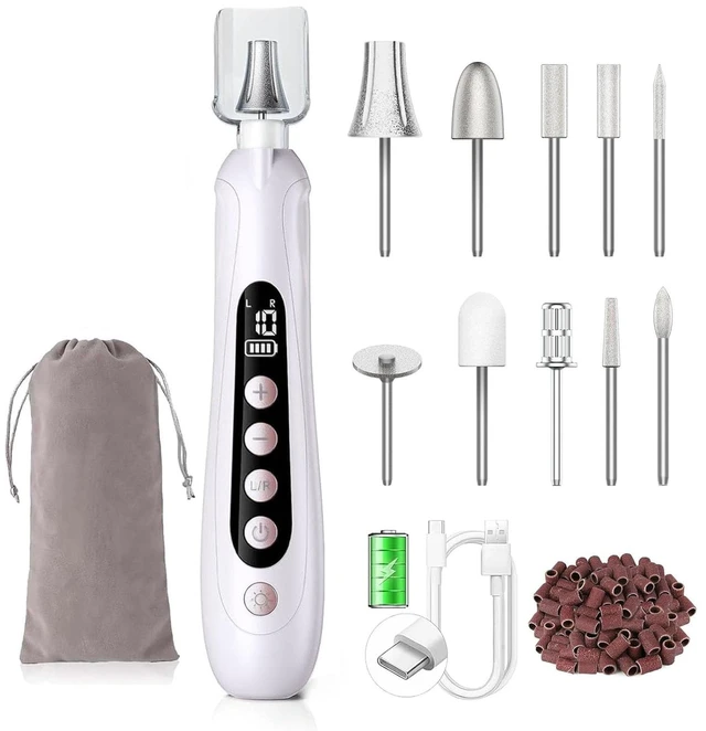Main image of Electric Nail File, Cordless Toe Nail Grinder for Thick Toenails & Callus, Rechargeable Nail Drill for Manicure and Pedicure with LCD & Lamp, Gifts for Women Men Seniors