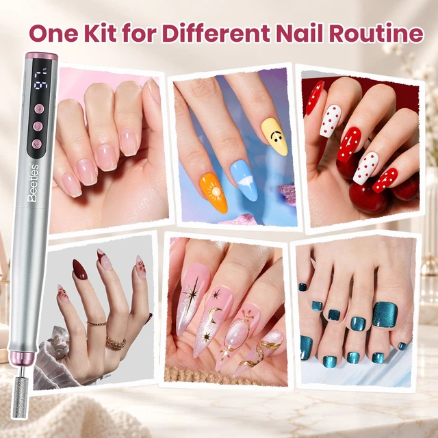 Alt view image 6 of 7 - Cordless Nail Drill, 7 Bits Electric Nail File 5 Speeds LED Display | Rechargeable Electric Nail Drill 0-15000 RPM for Nail Tips Gel Polish Removal, Prep Cuticle Care Drill Nails Machine DIY Home