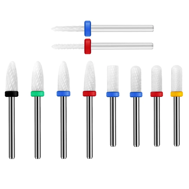 Alt view image 5 of 5 - 10Pcs Ceramic Nail Drill Bits,Professional Rotary Nail Tech Bits Set | 3/32 inch Electric Manicure Pedicure Nail File for Acrylic Gel Nails,Cuticle Remover&Crystal Nail Extension