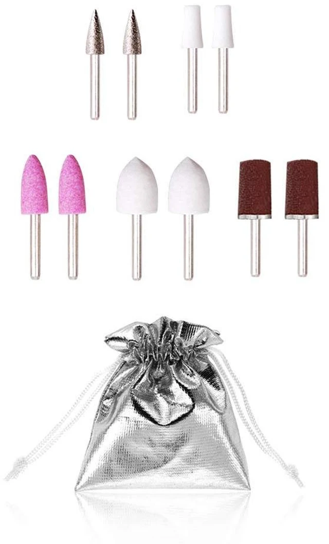 Main image of 2-Pack Replacement Attachments for Electric Cordless Manicure/Pedicure Nail File Set with Stand & LED Light, 5-in-1 Buffer, Polisher, Shaper, Shiner