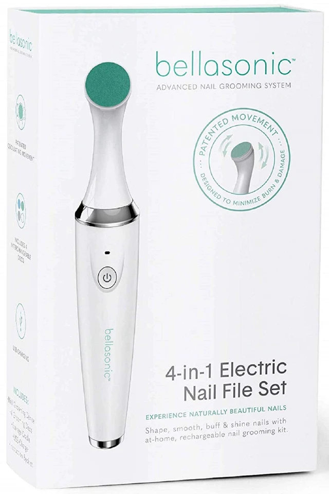 Alt view image 4 of 7 - 4-in-1 Rechargeable Electric Nail File Set with Unique Oscillating Head Shape, Smooth, Buff & Shine Nails Remove Cuticles & Calluses Salon Quality Manicure Pedicure Results