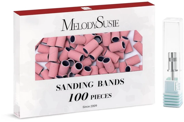 Main image of 100 Pcs Sanding Bands with Mandrel 180 Grit Pink | Nail Drill Bits, 180 Fine,6.65mm Mandrel Bit, 3/32''for Nail Drill, Manicures and Pedicures