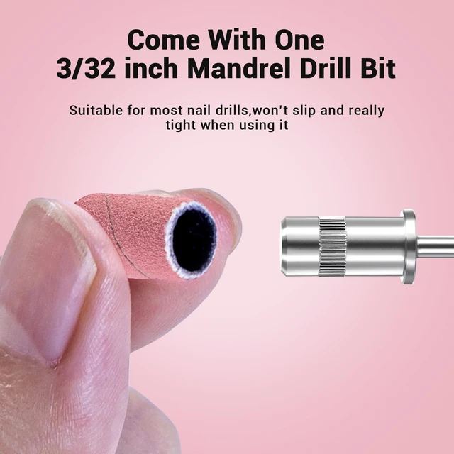 Alt view image 5 of 7 - 100 Pcs Sanding Bands with Mandrel 180 Grit Pink | Nail Drill Bits, 180 Fine,6.65mm Mandrel Bit, 3/32''for Nail Drill, Manicures and Pedicures
