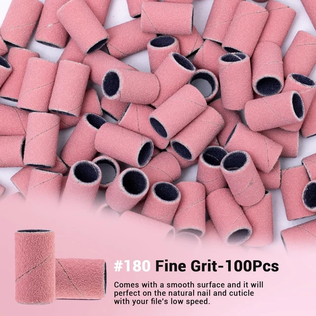 Alt view image 4 of 7 - 100 Pcs Sanding Bands with Mandrel 180 Grit Pink | Nail Drill Bits, 180 Fine,6.65mm Mandrel Bit, 3/32''for Nail Drill, Manicures and Pedicures