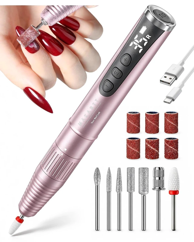 Main image of Nail Drill Kit for Beginners: 35000RPM Cordless Electric Nail File | 35 Levels, 109g Aluminum Pen Design, LCD Display, F/R Rotation, Twist-Lock Bit Change, Low Noise for Home Gel Removal