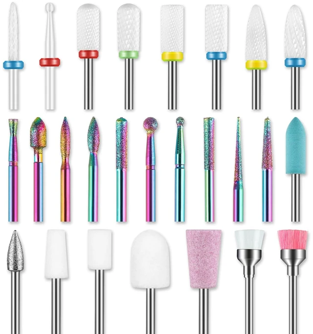 Main image of 26pcs Nail Drill Bits Set, 3/32inch Professional Ceramic Diamond Safety Bits for Nail Drill, Cuticle Efile Nail Drill Bits, Remover Bits for Acrylic Gel Nail Tech Manicure Pedicure, Home Salon