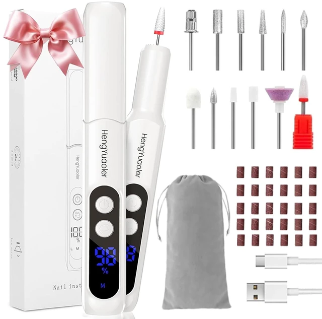 Main image of Electric Nail Drill Professional Manicure Pedicure Kit Acrylic Nail Drill Machine for Gel Cordless Nail File Machine Toe Nail Tools 3 Speeds Thick Toenail Grinder(White
