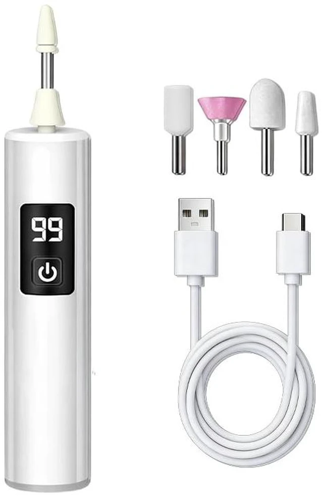 Main image of Electric Nail Drill Nail File with LED Display and Nail Light, 1 PC | 3-Speed Settings, Nail Buffer & Polisher, 4 Grinding Bits, Manicure & Pedicure, Portable Kit