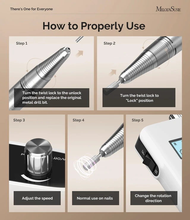 Alt view image 3 of 7 - Portable Clip-On Nail Drill SC320H for Gel Removal & Nail Prep | 30000RPM, Cordless, 6000mAh Battery, 10-14h Runtime, Scamander, LED Display, Stepless Speed, Low Heat, Nail Polishing