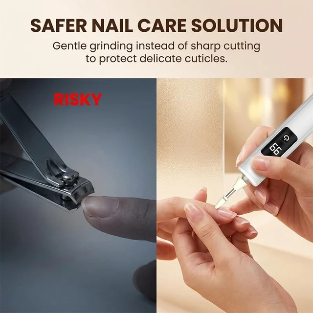 Alt view image 5 of 7 - Electric Nail Drill Nail File with LED Display and Nail Light, 1 PC | 3-Speed Settings, Nail Buffer & Polisher, 4 Grinding Bits, Manicure & Pedicure, Portable Kit