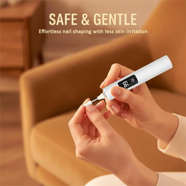 Alt view image 6 of 7 - Electric Nail Drill Nail File with LED Display and Nail Light, 1 PC | 3-Speed Settings, Nail Buffer & Polisher, 4 Grinding Bits, Manicure & Pedicure, Portable Kit