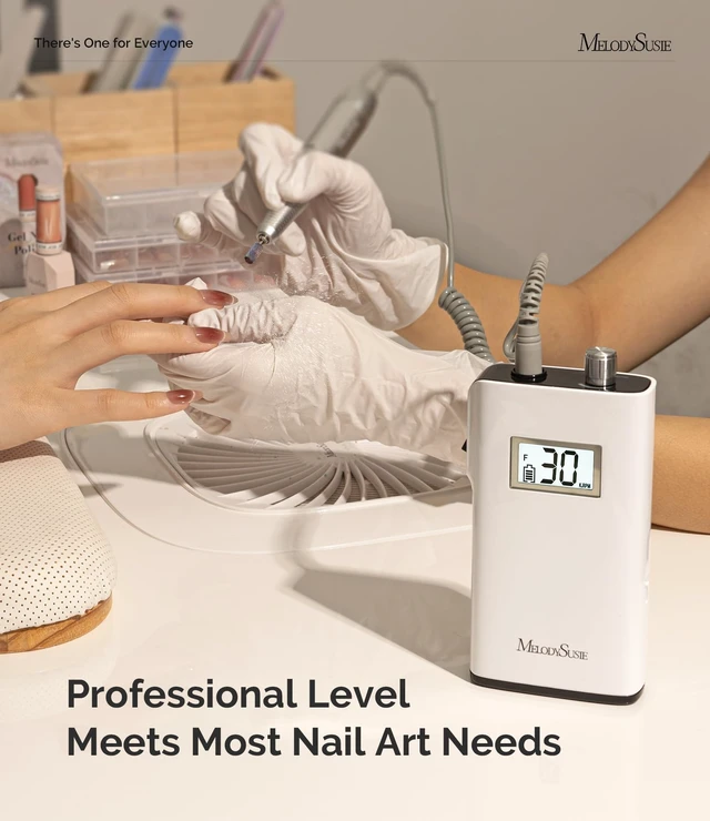 Alt view image 5 of 7 - Portable Clip-On Nail Drill SC320H for Gel Removal & Nail Prep | 30000RPM, Cordless, 6000mAh Battery, 10-14h Runtime, Scamander, LED Display, Stepless Speed, Low Heat, Nail Polishing
