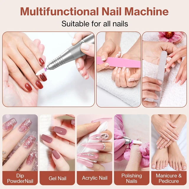 Alt view image 4 of 7 - Nail Drill 45000RPM Cordless Electric Nail File Manicure Kit,White | Professional & Rechargeable, 12 Drill Bits, Forward/Reverse, Removing for Acrylic/Gel/Natural Nails,Home/Salon Use