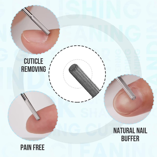 Alt view image 2 of 7 - Cuticle Nail Drill Bit 3/32 Inch Tungsten Carbide Nail Prep 3XF | Drill Bit Needle Bit Under Nail Cleaner Dead Skin Nail Prepare for Electric Nail File Nail Buffer Bit