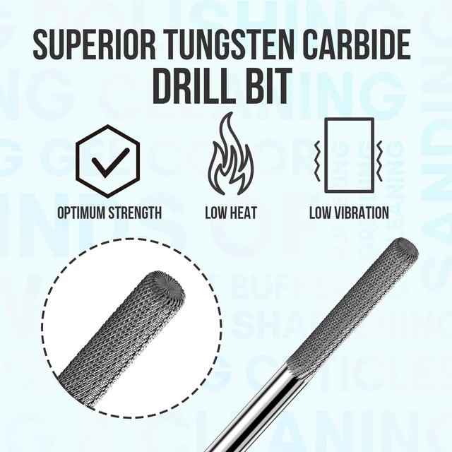 Alt view image 3 of 7 - Cuticle Nail Drill Bit 3/32 Inch Tungsten Carbide Nail Prep 3XF | Drill Bit Needle Bit Under Nail Cleaner Dead Skin Nail Prepare for Electric Nail File Nail Buffer Bit
