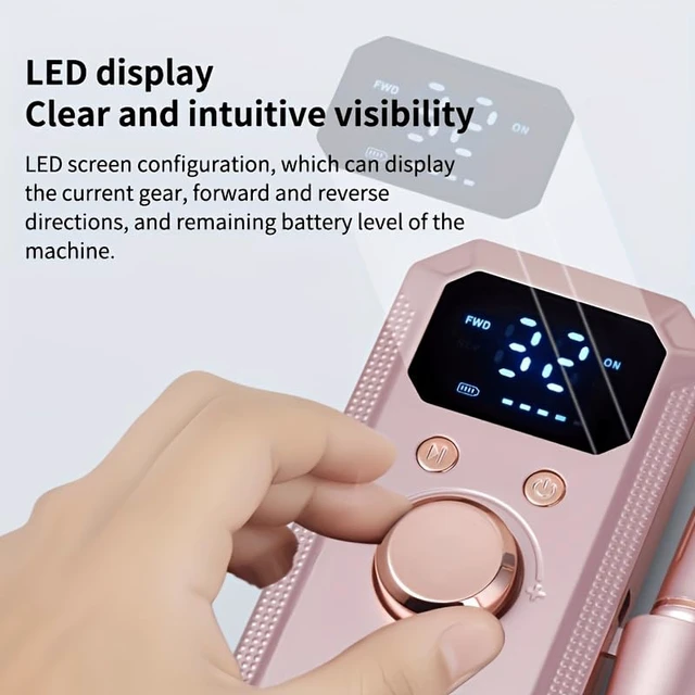 Alt view image 3 of 6 - Portable Professional Electric Nail File, 32-Speed Rechargeable Nail File with Led, Cordless Electric File Kit (Including Drill Bit), for Nail Removal & Manicure, Suitable for Nail Salon & Home Use