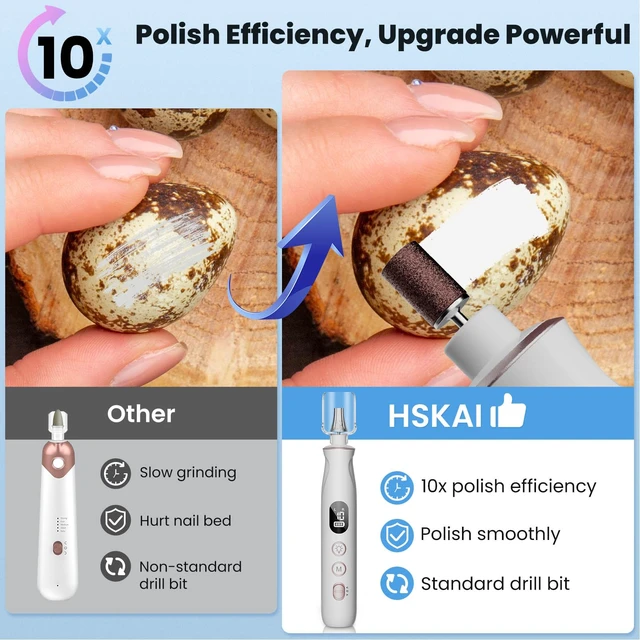 Alt view image 2 of 7 - Electric Nail File Drill, Toe Nail Grinder for Thick Toenails & Callus, 10-Speed 2000mAh Cordless Rechargeable Nail Filer, 50Pcs Manicure Pedicure Kit with LED Lamp, Gifts for Women Men Seniors