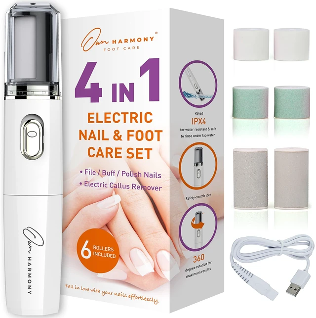 Main image of Electric Nail Buffer and Shine Kit for Natural Nails: Manicure Pedicure Tools with Callus Remover Foot Care, Best Electronic Mani Pedi Polisher Set to Buff, Polish, File Thick Toenails