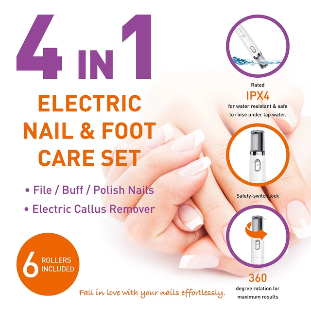Alt view image 2 of 7 - Electric Nail Buffer and Shine Kit for Natural Nails: Manicure Pedicure Tools with Callus Remover Foot Care, Best Electronic Mani Pedi Polisher Set to Buff, Polish, File Thick Toenails